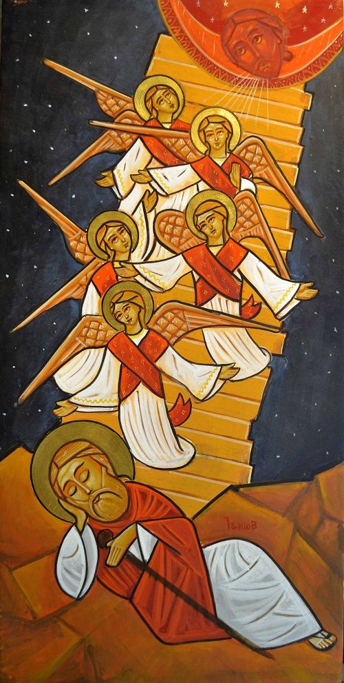 Greek orthodox icon of the Vision of the Ladder of Jacob